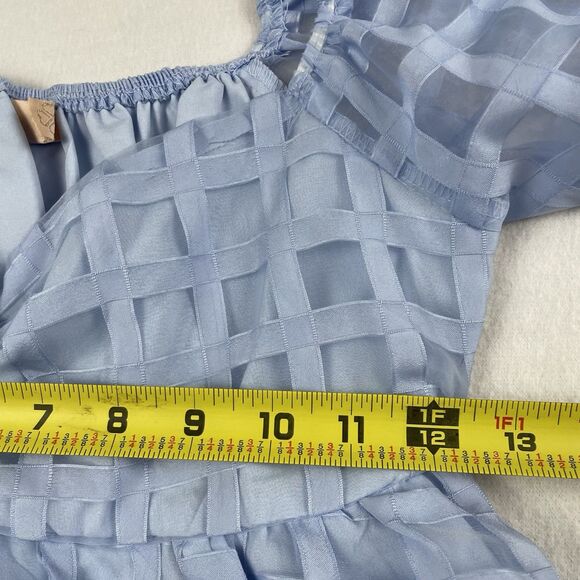 Babydoll Puff Sleeve Mini Dress Light Blue Sheer Princess Fairy Kawaii-S - Picture 9 of 13
